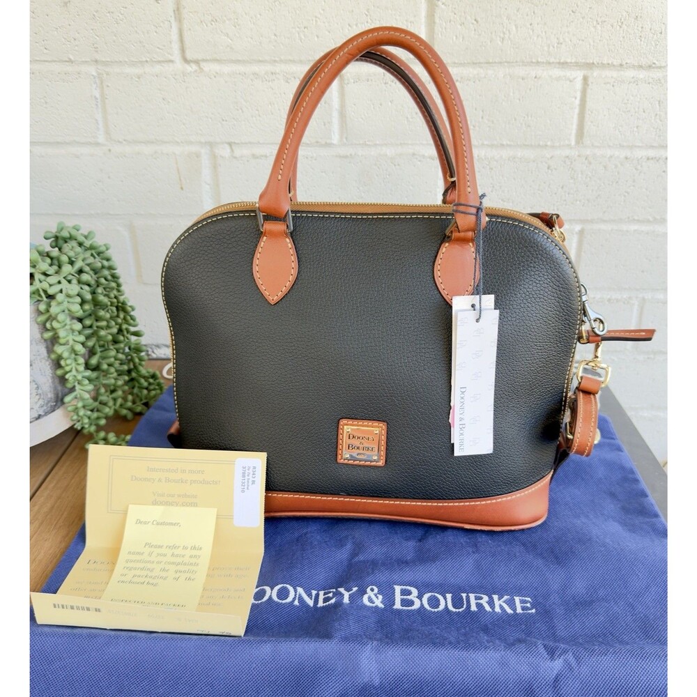 Dooney & Bourke Zip Zip Satchel R343 BL Black Pebble Leather New
